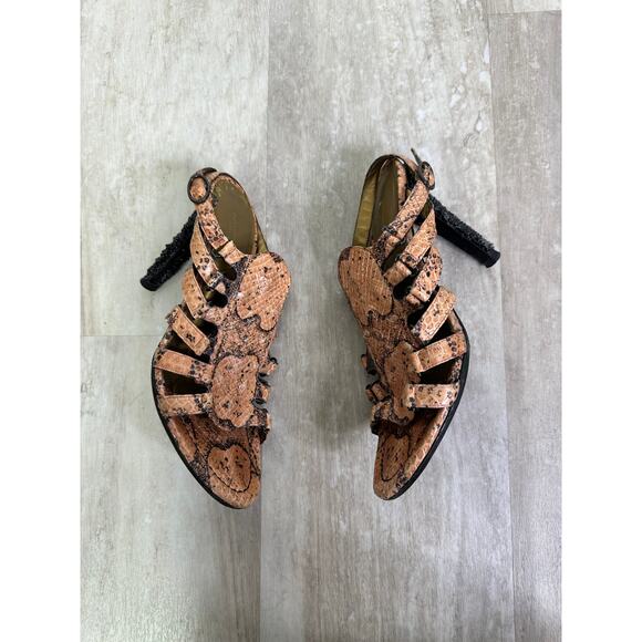 Bottega Veneta Snakeskin Strappy Heels Size 37 - Picture 4 of 12